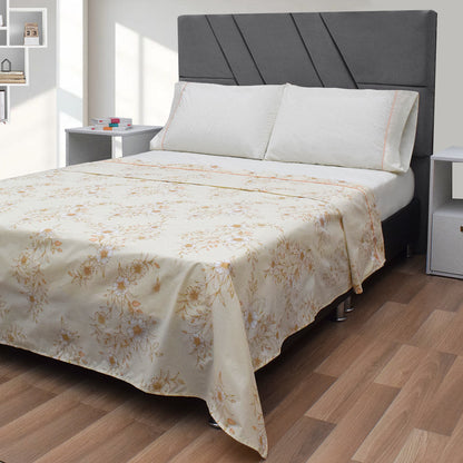 Sábanas 200 Hilos Estampadas - Diseño Atardecer Marfil