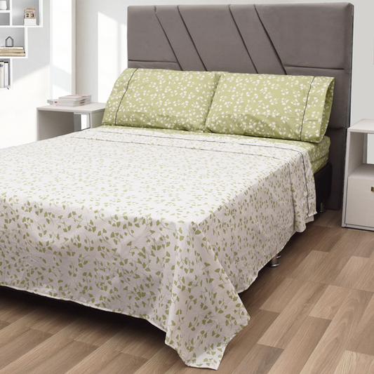 Sábana 150 Hilos Estampada - Diseño Iris Verde
