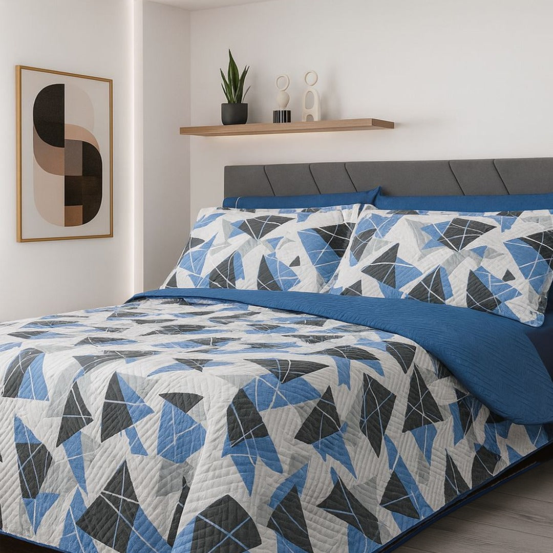 Acolchado Madrigal - Diseño Nirvana azul