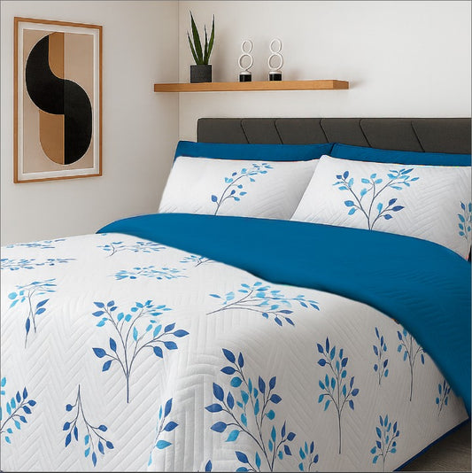 Acolchado Madrigal - Diseño Flora azul