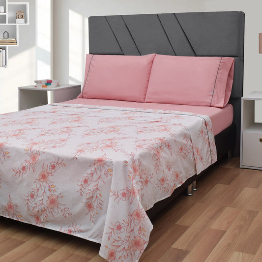 Sábanas 200 Hilos Estampadas - Diseño Atardecer Rosa